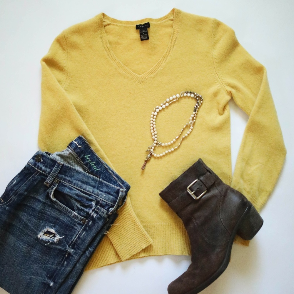 Only Mine gold yellow cashmere sweater